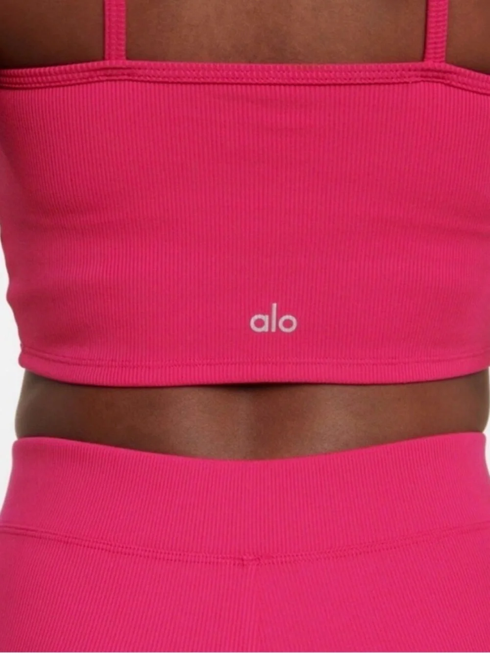 ALO Yoga Goddess Ribbed Cross Crop Top- Fuschia/ Size XS (2-4)
